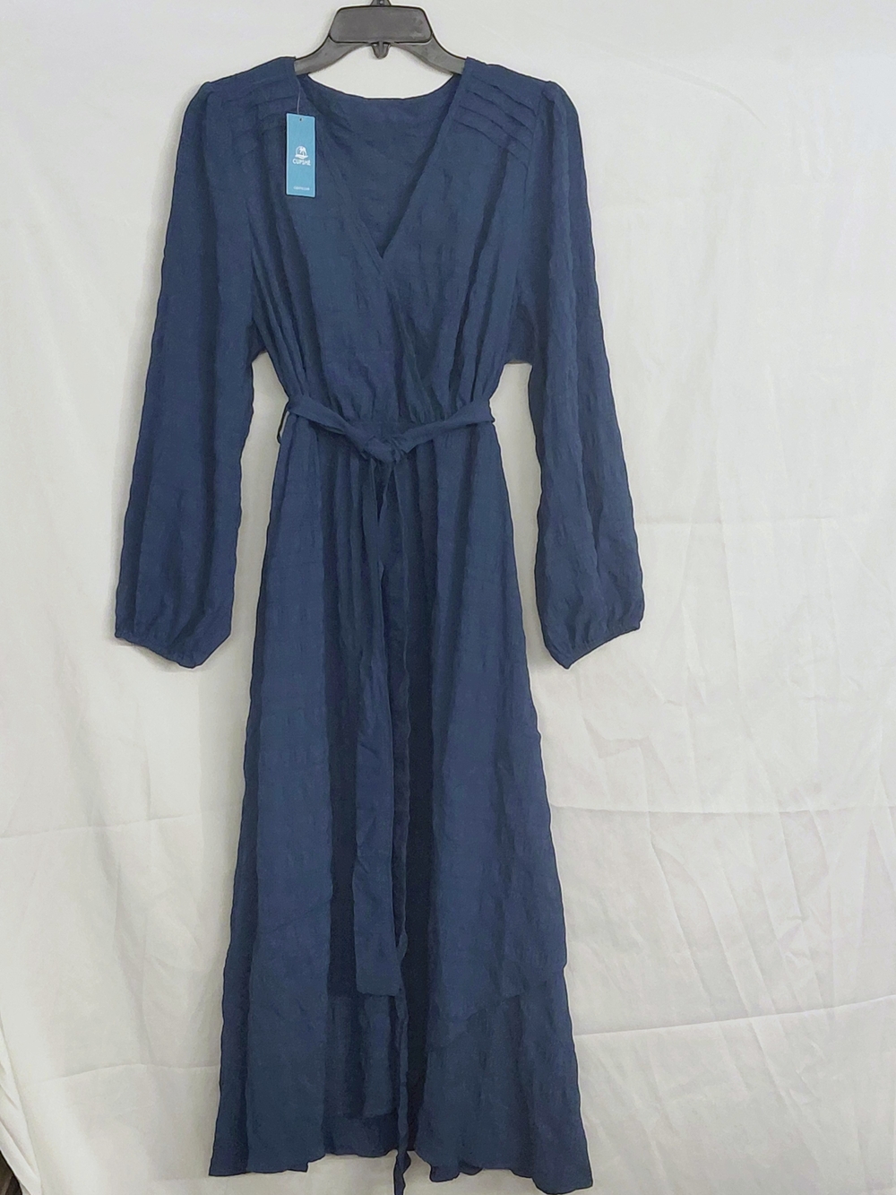 Cupshe Navy Wrap Maxi Dress with Tie Waist NWT